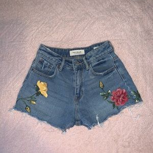 pacsun high-rise shorts with embroidered flowers